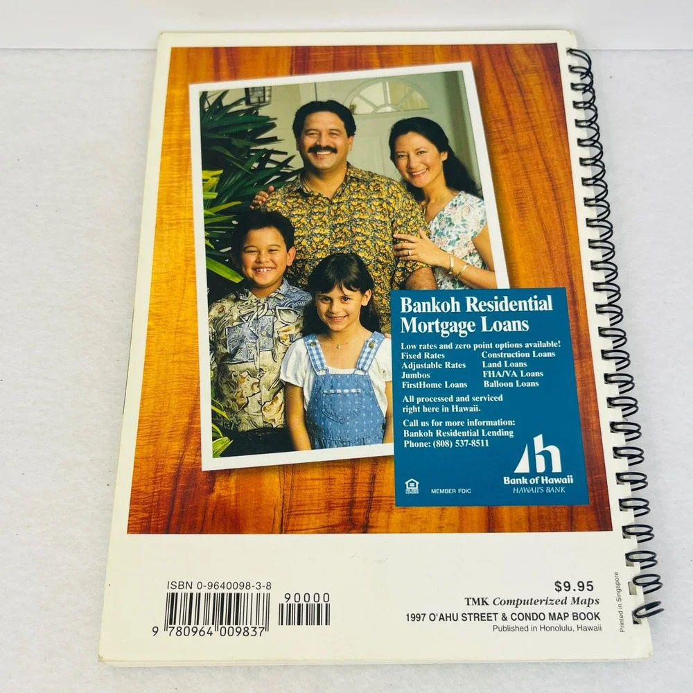 1997 TMK Maps Oahu Hawaii Streets & Condos Spiral Map Book Vintage Atlas